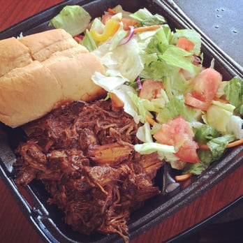 Holliston Superette - bbq pulled pork dinner with tossed salad (my own substitution from the mashed potatoes & toasted veggies) and bread & butter - Grocery Near Me - Holliston, Massachusetts Holliston Superette - bbq pulled pork dinner with tossed salad (my own substitution from the mashed potatoes & toasted veggies) and bread & butter - Grocery Near Me - Holliston, Massachusetts