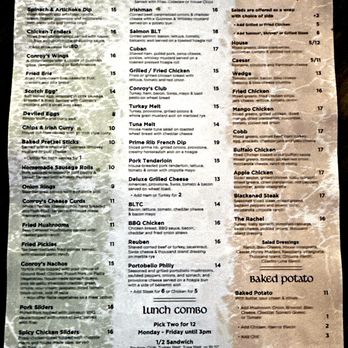Conroy's Public House - Menu (1 of 2) - Irish Near Me - Overland Park, Kansas