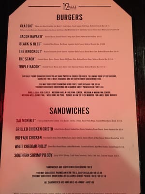 Menu photo 4 12 West Bar and Grill Farmington, MO