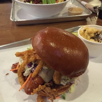 Badlands BBQ - The baby making "badland sandwich"... (And my girl had a brisket salad) - Barbeque Near Me - Norco, California