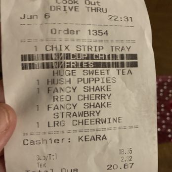 Cook Out - My receipt on my bag - After I paid I was given this ... - Fast Food Near Me - Suffolk, Virginia