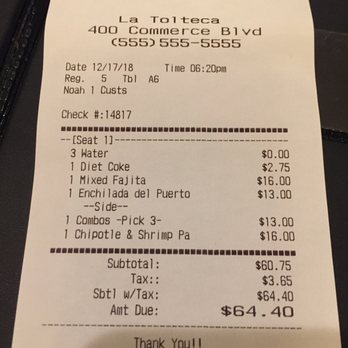 La Tolteca - decent bill - Mexican Near Me - Stroud Township, Pennsylvania