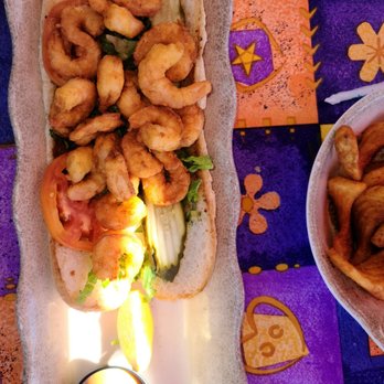 Mudbugs Cajun Kitchen - Shrimp Po'boy and fries. - Cajun/Creole Near Me - Sanibel, Florida Mudbugs Cajun Kitchen - Shrimp Po'boy and fries. - Cajun/Creole Near Me - Sanibel, Florida