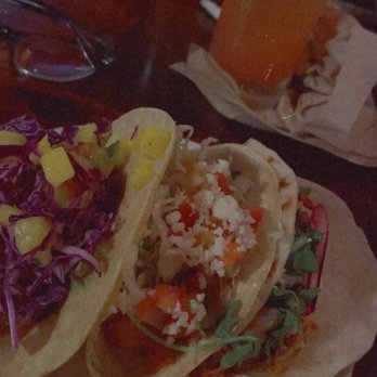 Session Taco - Delmar Loop - From left to right Mango-Hop-Anero Shrimp with sauce on the side Baja Fish (battered) Chicken Guisado - Cocktail Bars Near Me - St. Louis, Missouri Session Taco - Delmar Loop - From left to right Mango-Hop-Anero Shrimp with sauce on the side Baja Fish (battered) Chicken Guisado - Cocktail Bars Near Me - St. Louis, Missouri