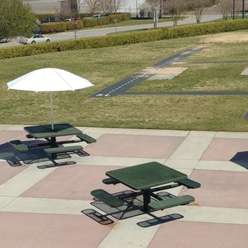 RDU Observation Park - Picnic tables and a mockup of the runways at the RDU Airport Observation Park - Parks Near Me - Morrisville, North Carolina