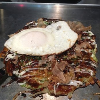 Gaijin - Osaka-style chicken okonomiyaki with a fried egg on top. #OyakodonLife - Japanese Near Me - Chicago, Illinois