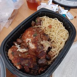 A small dried out 'double portion' of Chicken Marsala. A small dried out 'double portion' of Chicken Marsala.