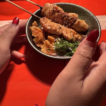 Holy Basil - Chicken on skewer with crispy chicken skin! Only Holy Monday! - Thai Near Me - Los Angeles, California Holy Basil - Chicken on skewer with crispy chicken skin! Only Holy Monday! - Thai Near Me - Los Angeles, California