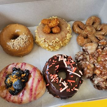 Moonbridge Doughnut Studio - Viet coffee, tater tots, scallion pancake, blueberry pie, chocolate sprinkles, and maple apple fritter - Donuts Near Me - Long Beach, California Moonbridge Doughnut Studio - Viet coffee, tater tots, scallion pancake, blueberry pie, chocolate sprinkles, and maple apple fritter - Donuts Near Me - Long Beach, California