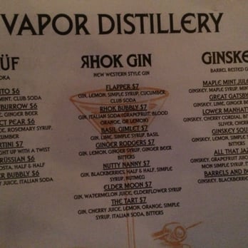 Vapor Distillery - Menu part 2 - Cocktail Bars Near Me - Boulder, Colorado