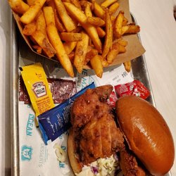 Hot Chicken - CA 99 Hot Chicken Sandwich with crispy fries
