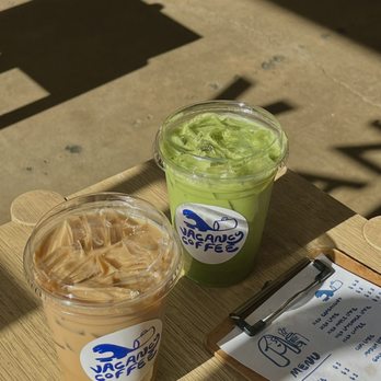 Vacancy Coffee - Iced maple latte and iced matcha latte, both with oat milk - Coffee & Tea Near Me - Newport Beach, California Vacancy Coffee - Iced maple latte and iced matcha latte, both with oat milk - Coffee & Tea Near Me - Newport Beach, California