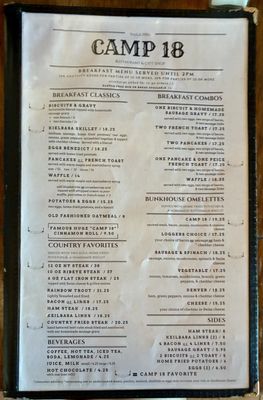 Menu photo 2 Camp 18 Restaurant Seaside, OR