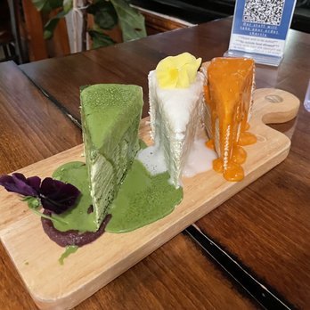 U :Dessert Story - Crepe Cake Trio (Matcha, Coconut, Thai Tea) - Desserts Near Me - Berkeley, California U :Dessert Story - Crepe Cake Trio (Matcha, Coconut, Thai Tea) - Desserts Near Me - Berkeley, California