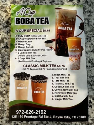 A CUP BOBA TEA - Updated July 2025 - 125 I-30 Frontage Rd, Royse City ...