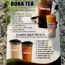 A Cup Boba Tea - Menu