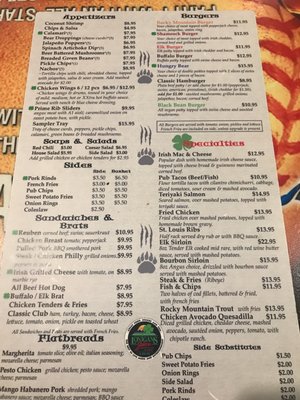Menu photo 5 Lonigan's Estes Park, CO