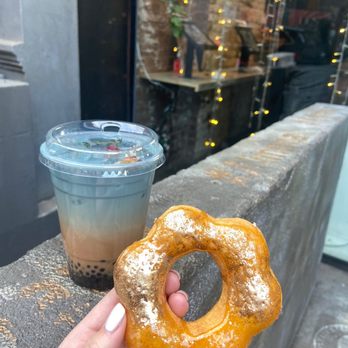 AlimamaTea - Brulee Mochi Donut and Royal milk tea with mini boba - Desserts Near Me - New York, New York