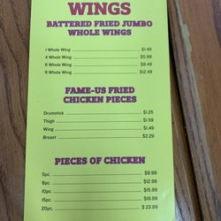Fame Us Carribean And Soul Food - Menu
