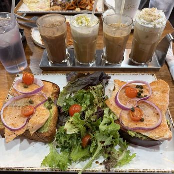 Madres Brunch - Salmon toast and coffee flight - Breakfast & Brunch Near Me - Bellflower, California Madres Brunch - Salmon toast and coffee flight - Breakfast & Brunch Near Me - Bellflower, California