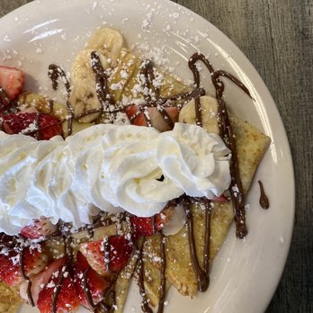 Aloha Stacks - Strawberry Banana Nutella N Cream crepes - Pancakes Near Me - Cerritos, California Aloha Stacks - Strawberry Banana Nutella N Cream crepes - Pancakes Near Me - Cerritos, California