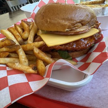 YumSem - Gochujang Chicken Burger with Fries - Breakfast & Brunch Near Me - Closter, New Jersey YumSem - Gochujang Chicken Burger with Fries - Breakfast & Brunch Near Me - Closter, New Jersey
