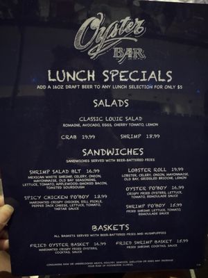 Menu photo 4 The Oyster Bar Las Vegas, NV