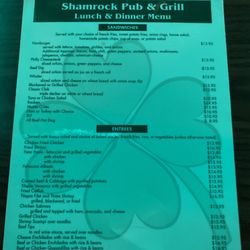 The Shamrock Inn - Menu