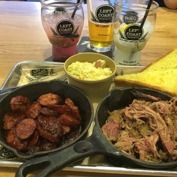 Left Coast Brewing - Pulled pork plate w/ potato salad + spicy sausage - around $18 - Barbeque Near Me - Irvine, California Left Coast Brewing - Pulled pork plate w/ potato salad + spicy sausage - around $18 - Barbeque Near Me - Irvine, California