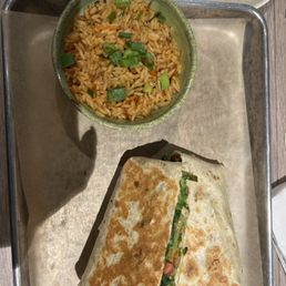 Chicken Wrap and rice