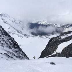 Chugach Powder Guides - Dropping into a chute