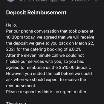 Checkos Catering - Email transcript. - Caterers Near Me Checkos Catering - Email transcript. - Caterers Near Me