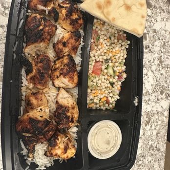 Luna Grill Stevenson Ranch - Chicken kabob plate with extra skewer of chicken breast along with garbanzo salad and rice. - Mediterranean Near Me - Stevenson Ranch, California Luna Grill Stevenson Ranch - Chicken kabob plate with extra skewer of chicken breast along with garbanzo salad and rice. - Mediterranean Near Me - Stevenson Ranch, California