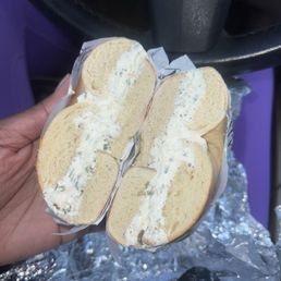 Asiago Bagel with Garlic & Herb Cream Cheese Schmear Asiago Bagel with Garlic & Herb Cream Cheese Schmear