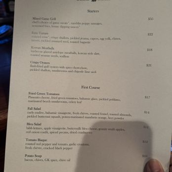 The Gamekeeper - Menu - New American Near Me - Boone, North Carolina