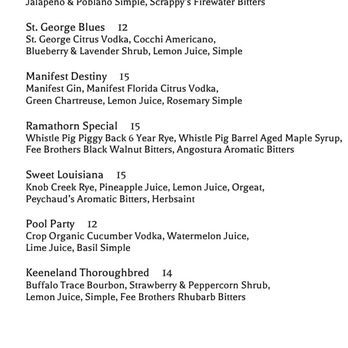 Sage Restaurant - Cocktail Menu as of 09/2022 - New American Near Me - Tallahassee, Florida Sage Restaurant - Cocktail Menu as of 09/2022 - New American Near Me - Tallahassee, Florida