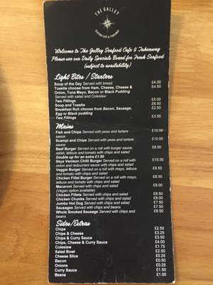 Menu photo 3 The Galley Cafe & Takeaway Portree, HLD