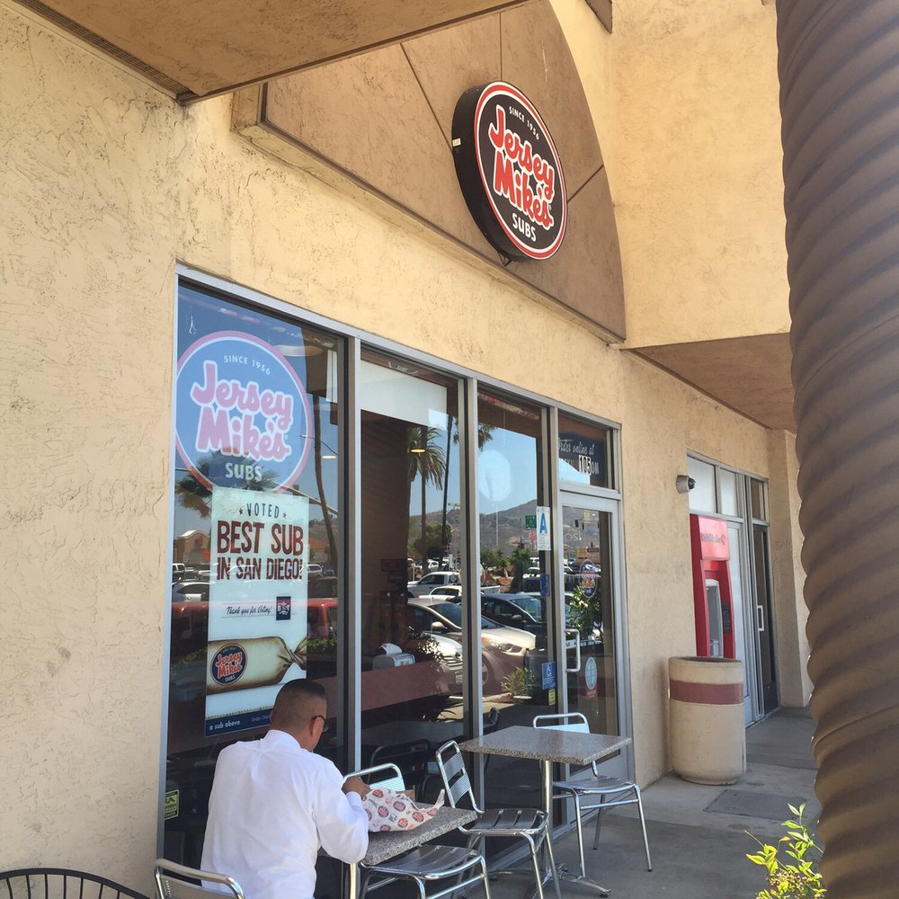 Jersey Mike's Subs - Entrance and outside seating - Fast Food Near Me - San Marcos, California Jersey Mike's Subs - Entrance and outside seating - Fast Food Near Me - San Marcos, California