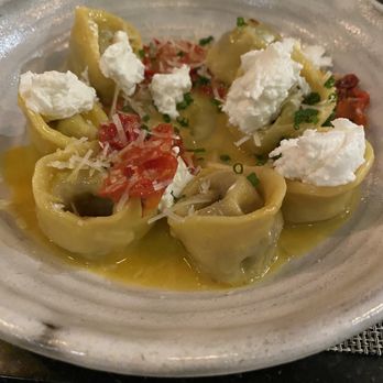 Vianda - Tortellini de Cordero - lamb stuffed tortellini with goat cheese, Tumeric butter, and some kind of picked pepper (not spicy) - Caribbean Near Me - San Juan, Puerto Rico Vianda - Tortellini de Cordero - lamb stuffed tortellini with goat cheese, Tumeric butter, and some kind of picked pepper (not spicy) - Caribbean Near Me - San Juan, Puerto Rico