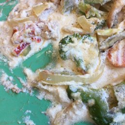 Broken crema. Undercooked veggies.