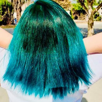 Amily Beauty Salon - Back view of my head of my blue-green hair. Also the 4th color of the rainbow. - Hair Salons Near Me - Arcadia, California Amily Beauty Salon - Back view of my head of my blue-green hair. Also the 4th color of the rainbow. - Hair Salons Near Me - Arcadia, California