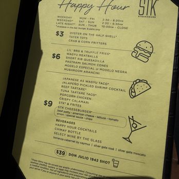 STK Steakhouse - Happy hour menu - Steakhouses Near Me - Orlando, Florida STK Steakhouse - Happy hour menu - Steakhouses Near Me - Orlando, Florida