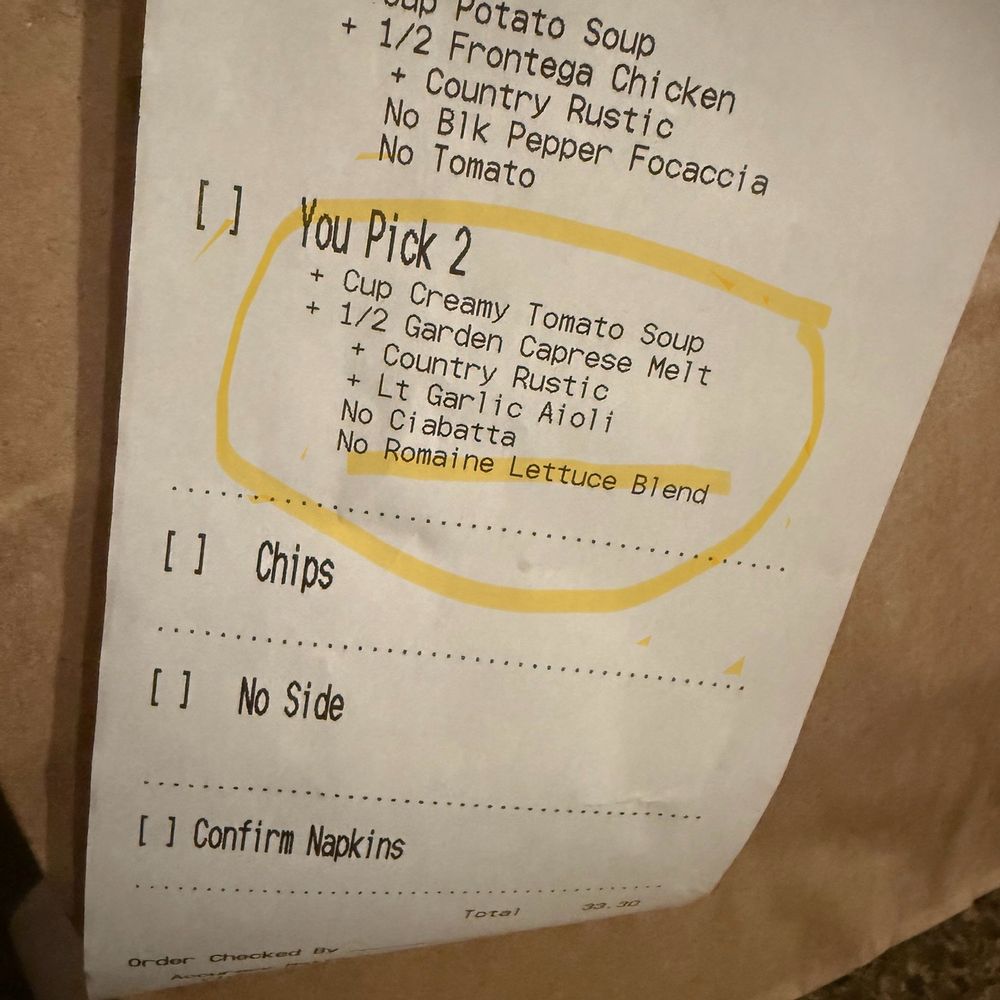 Panera Bread - Receipt with order requests - Salad Near Me - Brooklyn Park, Minnesota Panera Bread - Receipt with order requests - Salad Near Me - Brooklyn Park, Minnesota
