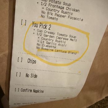 Panera Bread - Receipt with order requests - Salad Near Me - Brooklyn Park, Minnesota Panera Bread - Receipt with order requests - Salad Near Me - Brooklyn Park, Minnesota