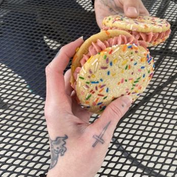 Curia On the Drag - Another photo of the strawberry basil sugar cookie sandwich of my dreams! (Curia will always be vegan) - Coffee & Tea Near Me - Gainesville, Florida