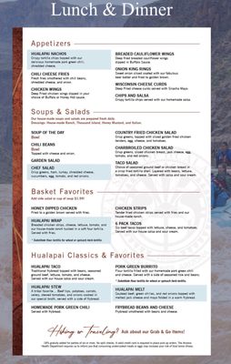 Menu photo 8 Diamond Creek Restaurant Peach Springs, AZ