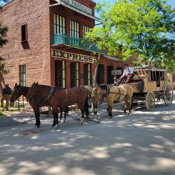 Columbia State Historic Park - The stagecoach parked in front of the Wells Fargo Express office.  Can you get any more old west town iconic than that? - Parks Near Me - Columbia, California