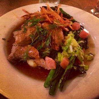 Alder Wood Bistro - This was one if the menu items we enjoyed tonight off the daily menu - wood fire-roasted porchetta! Yum! - New American Near Me - Sequim, Washington