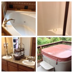 Candlewyck Cove Resort - Our tub in the bathroom and the hot tub on the patio