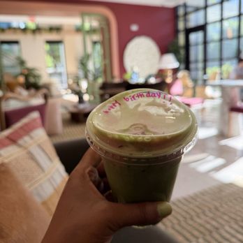 Daydreamer Coffee - Matcha with strawberry cold foam - Coffee & Tea Near Me - Atlanta, Georgia